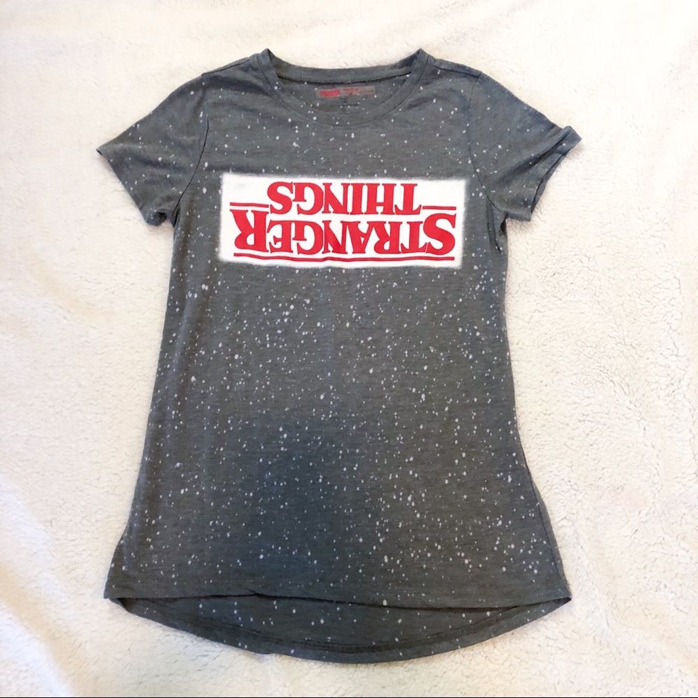 Stranger Things Logo Graphic Tee Gray Tagless